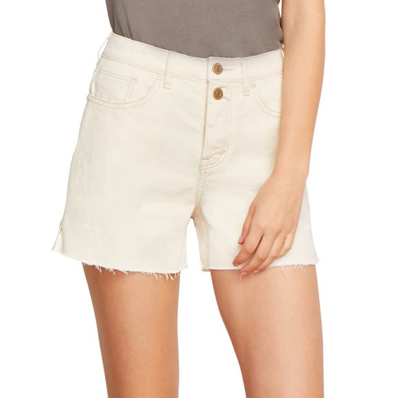 Habitual Maddie Natural Beige Cut Off High Waisted Denim Shorts - Picture 2 of 9